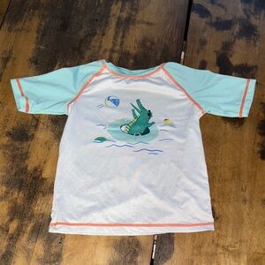 Wonder Nation Aqua and White Crocodile Rashguard
